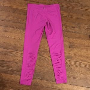 Under Armour ruched pink dry fit leggings - m